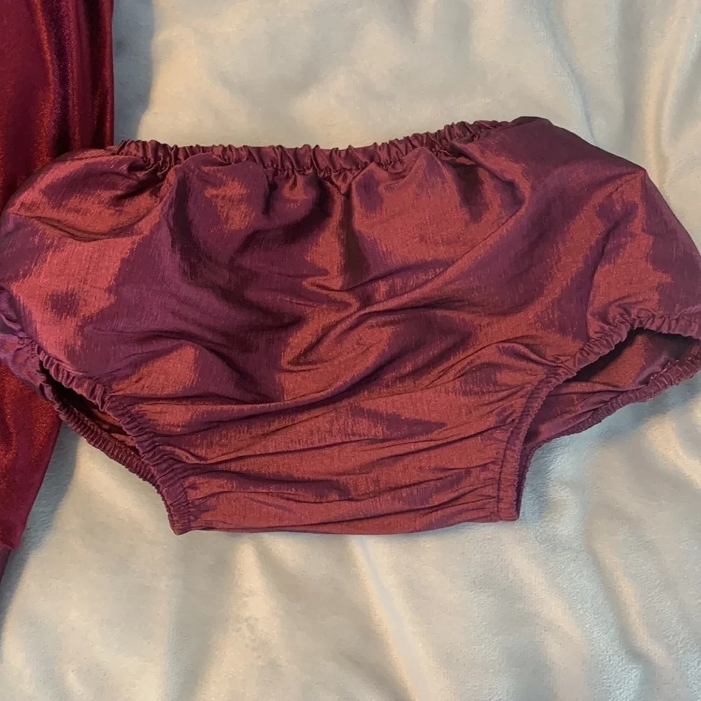 Rare editions size 24 months burgundy velvet dress rhinestone bow cap sleeve